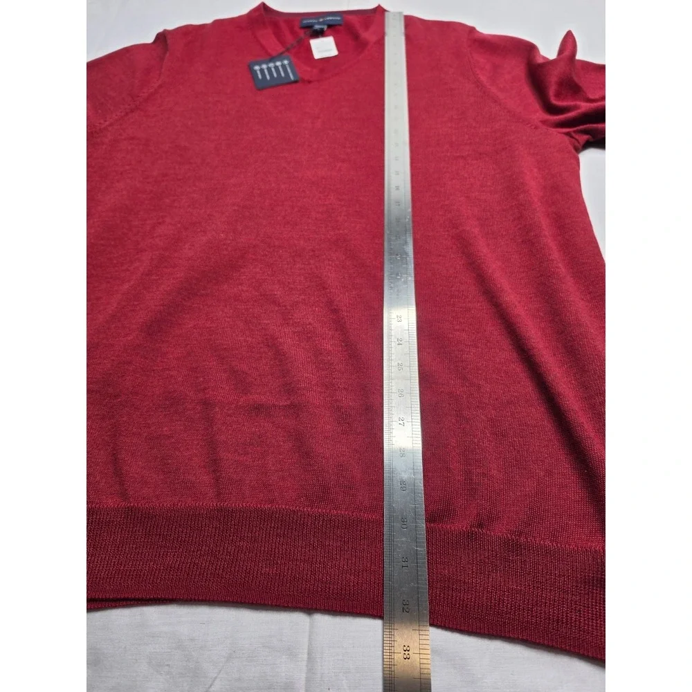 Joseph Abboud Sweater Men 3XLT Red Merino Wool Tight Knit Modern Fit Long Sleeve